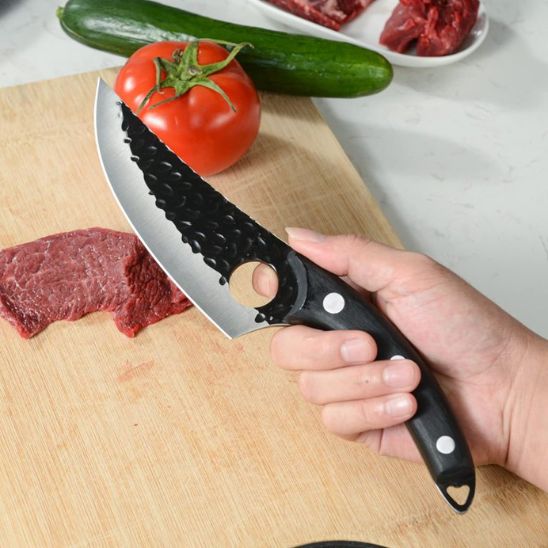 couteau a viande trou prise ergonomique