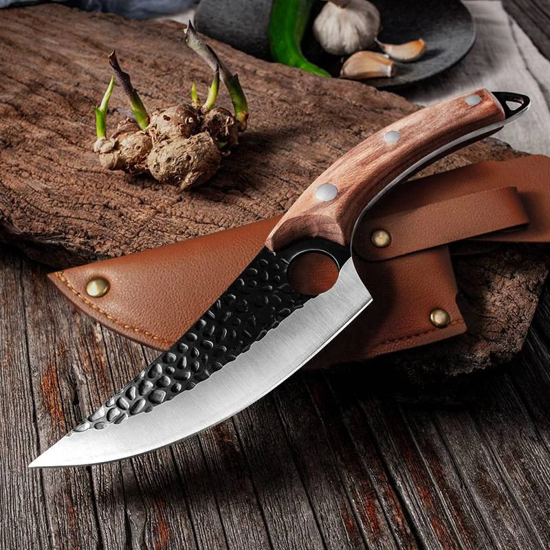 couteau a viande variante brun avecetui