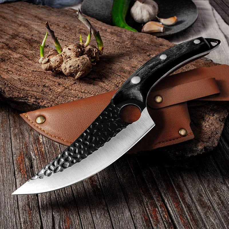 couteau a viande variante noir avec etui