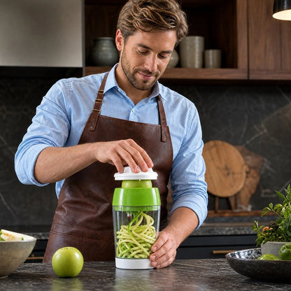 Coupe legumes avec contenant transparent integre