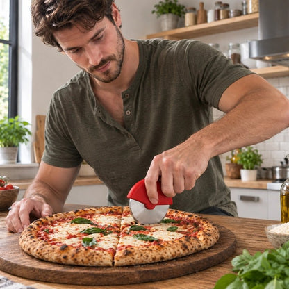 Couteau à pizza conception compacte adaptée à une prise en main confortable
