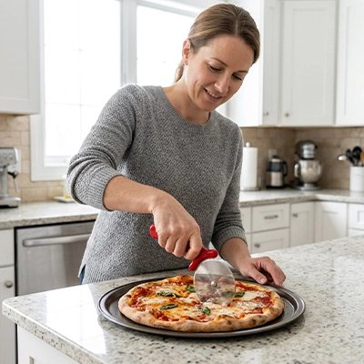  Couteau à pizza manche ergonomique