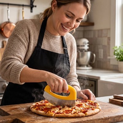 Couteau à pizza poignée ergonomique