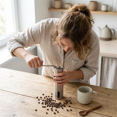 Moulin a cafe​ de rotation a manivelle