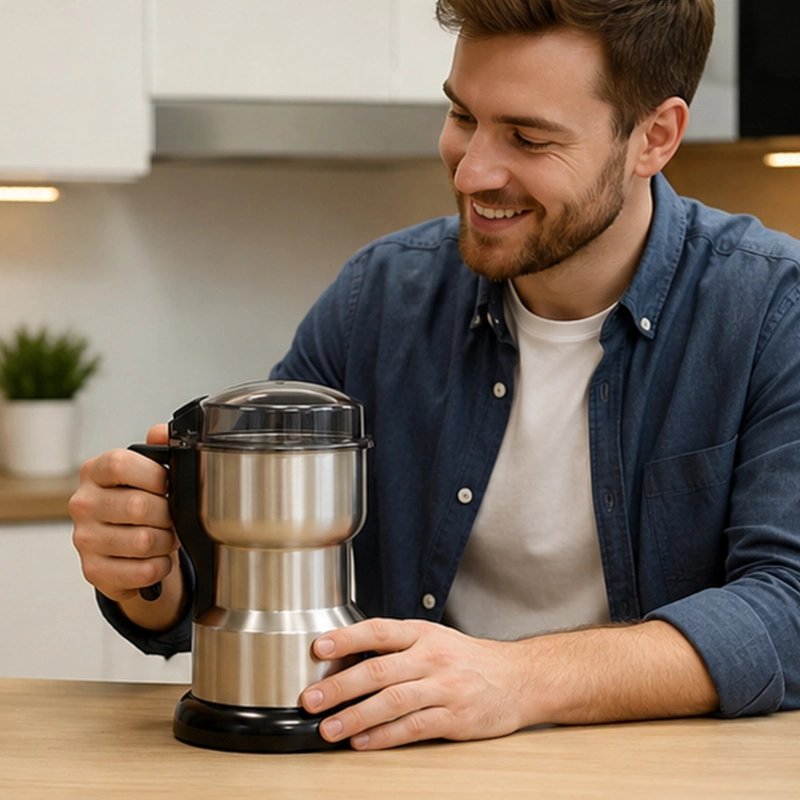 Moulin à café électrique avec poignée ergonomique