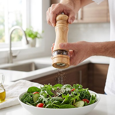 Moulin à poivre sur salade