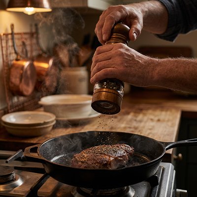 Moulin à poivre sur steak