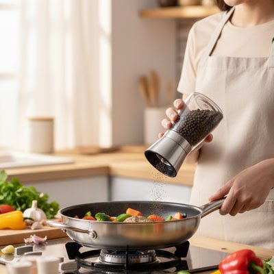 Moulin à sel et poivre pour sauté de légumes