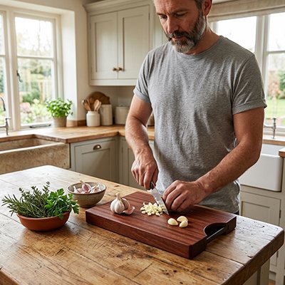 Planche à découper bois coupe ail
