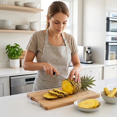 Planche à découper bois coupe ananas