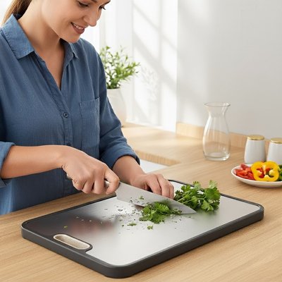 Planche a decouper coupe herbes fraiches