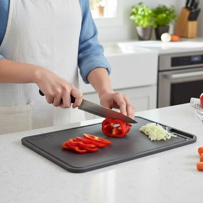 Planche a decouper coupe poivron